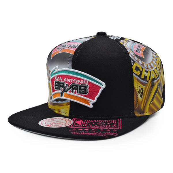 San Antonio Spurs Mitchell & Ness SUPER REMIX Snapback Hat - Black/Pink/Teal