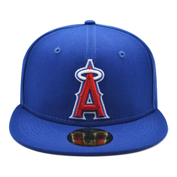 Anaheim Angels 2002 WORLD SERIES Exclusive New Era 59Fifty Fitted Hat - Royal/Red/Pink Bottom