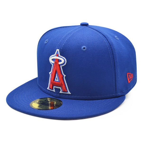 Anaheim Angels 2002 WORLD SERIES Exclusive New Era 59Fifty Fitted Hat - Royal/Red/Pink Bottom