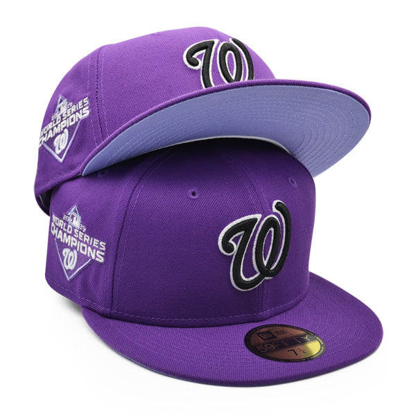 Washington Nationals 2019 WORLD SERIES CHAMPIONS Exclusive New Era GLOW 59Fifty Fitted Hat - Purple/Lavender Bottom