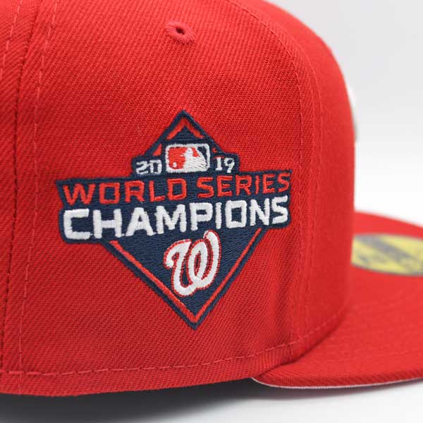 Washington Nationals 2019 WORLD SERIES CHAMPIONS Exclusive New Era GLOW 59Fifty Fitted Hat - Red/Pink Bottom