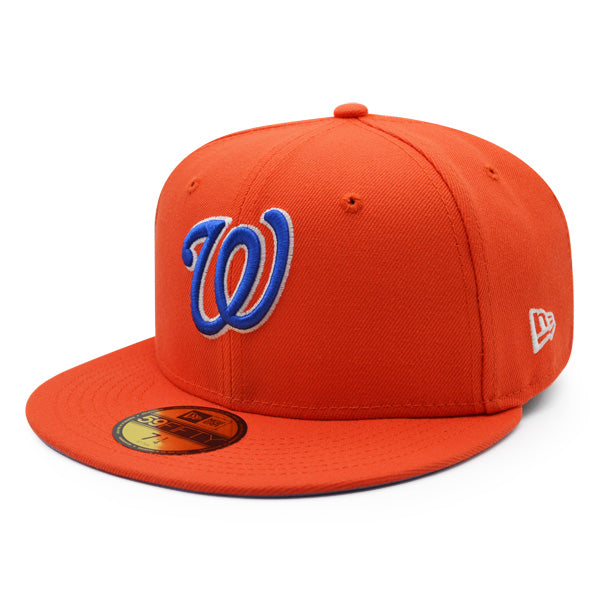 Washington Nationals 2019 WORLD SERIES CHAMPIONS Exclusive New Era GLOW 59Fifty Fitted Hat - Orange/Royal/Sky Bottom