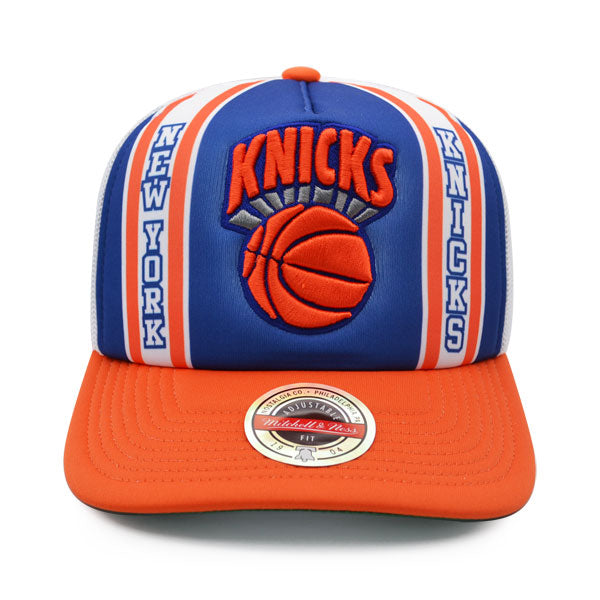 New York Knicks Mitchell & Ness RETRO TRUCKER Snapback Hat - Royal/Orange