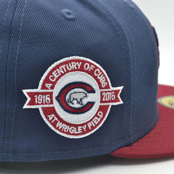 Chicago Cubs 100 Years WRIGLEY FIELD Exclusive New Era 59Fifty Fitted Hat – Navy/Cardinal
