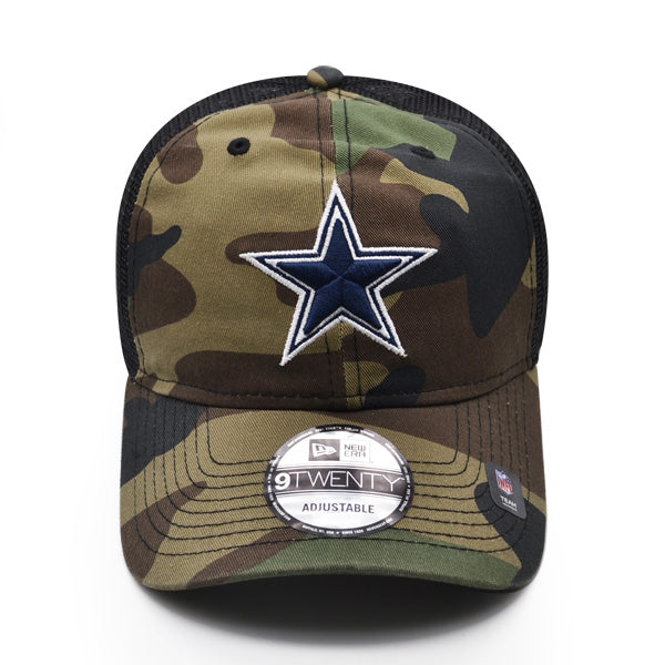 Dallas Cowboys New Era NFL CAMO TRUCKER Mesh 9Twenty Snapback Hat - Woodland Camo