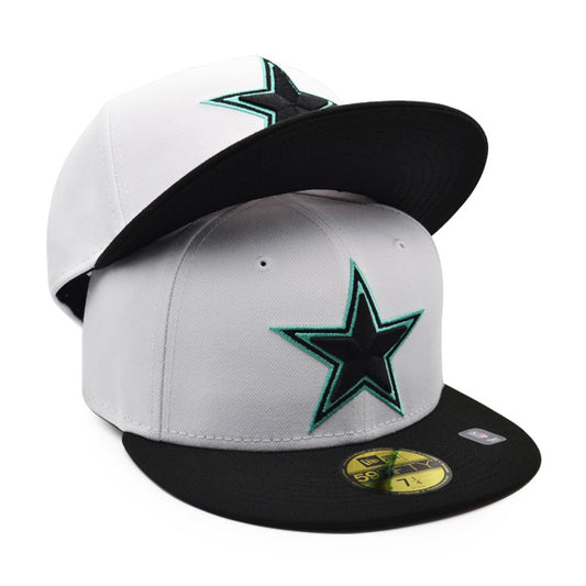 Dallas Cowboys TOP 2TONE Exclusive New Era 59Fifty Fitted Hat - White/Black/Turquoise Outline
