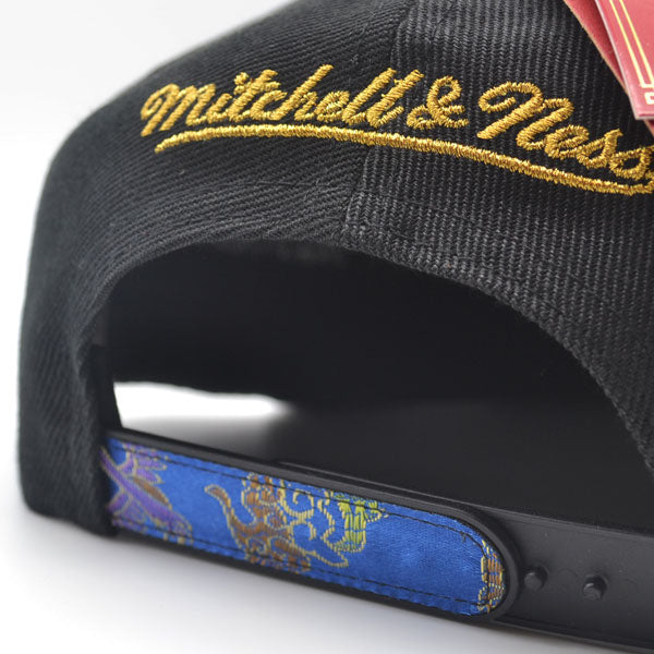 Golden State Warriors HWC Mitchell & Ness TRUE LUCK Snapback Hat - Black/Brick Gold