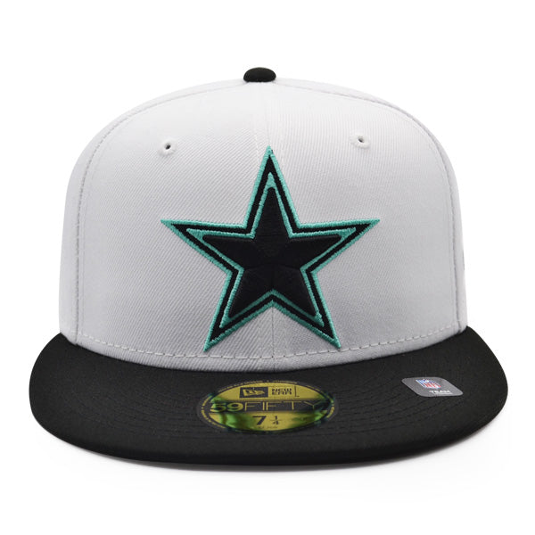Dallas Cowboys TOP 2TONE Exclusive New Era 59Fifty Fitted Hat - White/Black/Turquoise Outline