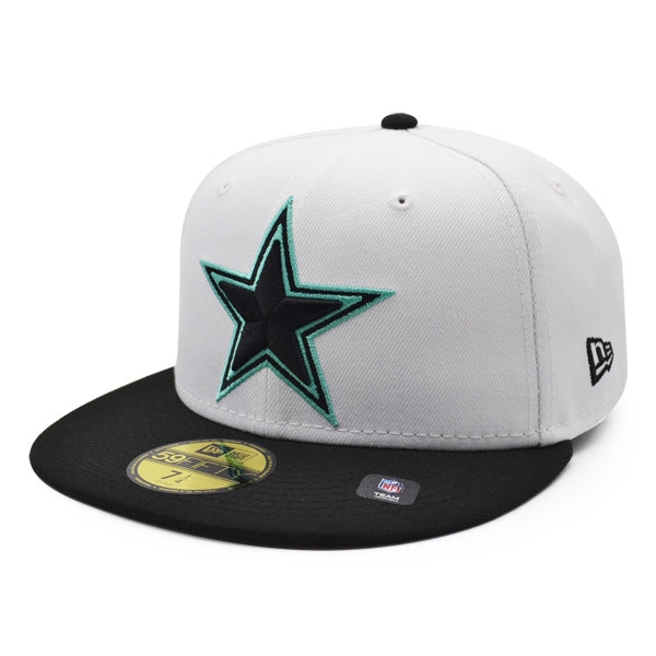 Dallas Cowboys TOP 2TONE Exclusive New Era 59Fifty Fitted Hat - White/Black/Turquoise Outline