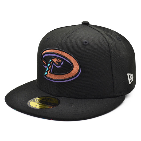 Arizona Diamondbacks 2001 World Series Exclusive New Era 59Fifty Fitted Hat - Black/Copper/Floral Bottom