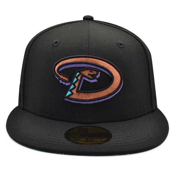 Arizona Diamondbacks 2001 World Series Exclusive New Era 59Fifty Fitted Hat - Black/Copper/Floral Bottom