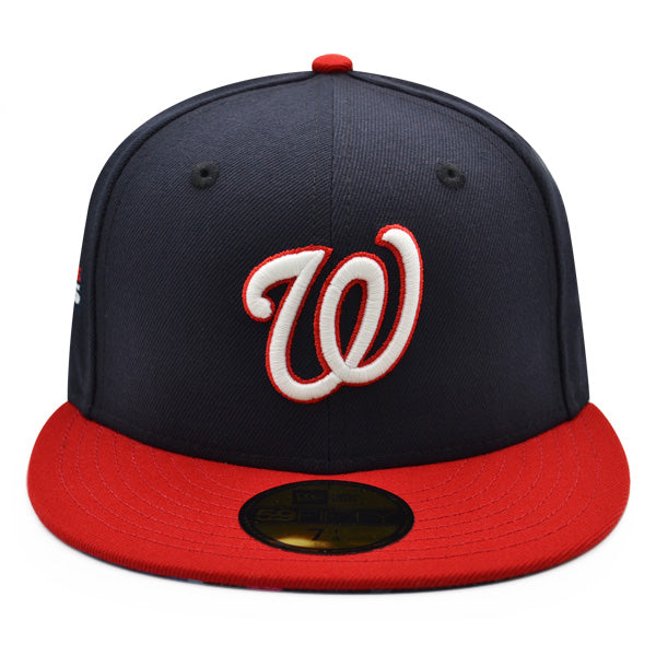 Washington Nationals 2019 WORLD SERIES CHAMPIONS Exclusive New Era 59Fifty Fitted Hat - Navy/Red/Floral Bottom