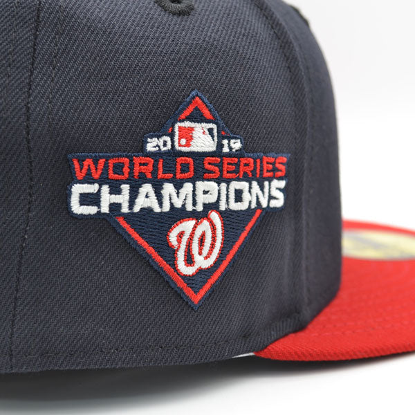 Washington Nationals 2019 WORLD SERIES CHAMPIONS Exclusive New Era 59Fifty Fitted Hat - Navy/Red/Floral Bottom