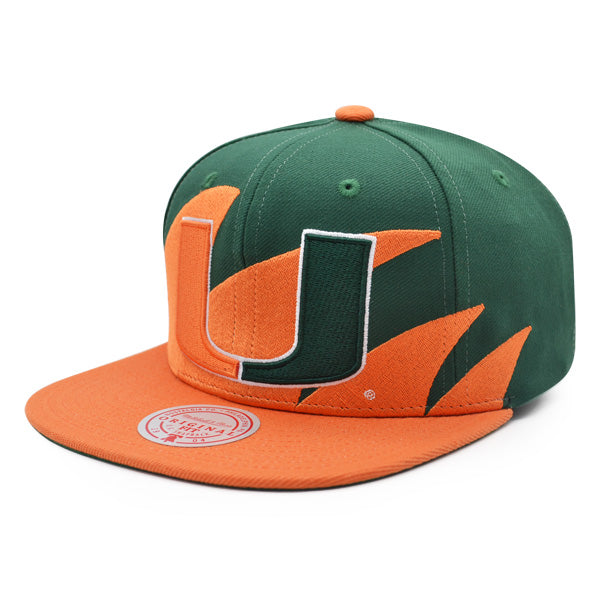 Miami Hurricanes NCAA Mitchell & Ness SHARKTOOTH Snapback Hat - Orange/Green