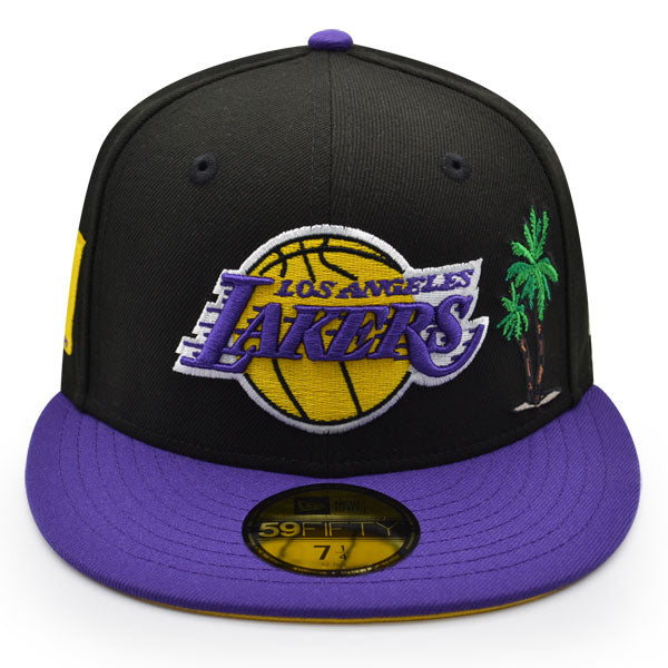 Los Angeles Lakers 2020 NBA WORLD CHAMPIONS Exclusive New Era 59Fifty Fitted Hat - Black/Purple/Yellow Bottom