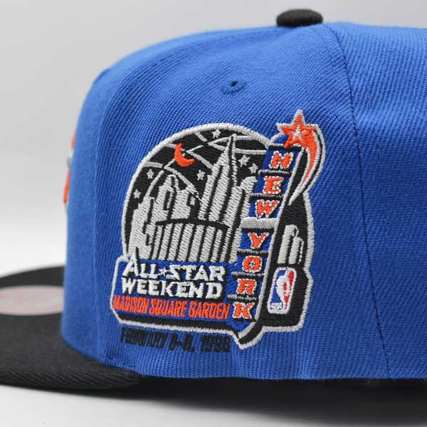 New York Knicks 1998 NBA ALL-STAR GAME Exclusive Mitchell & Ness Snapback Hat - Royal/Black/Orange