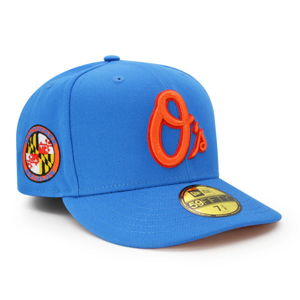 Baltimore Orioles MARYLAND FLAG Side Patch Exclusive New Era 59Fifty Fitted Hat - Sunshine Blue/Orange