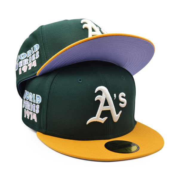 Oakland Athletics 1974 WORLD SERIES New Era POP-ALOT 59Fifty Fitted Hat - Green/Lavender