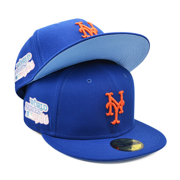 New York Mets 1986 WORLD SERIES New Era POP-ALOT 59Fifty Fitted Hat - Royal/Sky Bottom