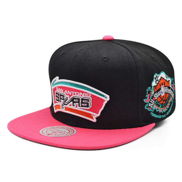 San Antonio Spurs 1996 NBA ALL-STAR GAME Exclusive Mitchell & Ness Snapback Hat - Black/Pink