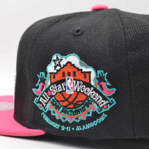 San Antonio Spurs 1996 NBA ALL-STAR GAME Exclusive Mitchell & Ness Snapback Hat - Black/Pink