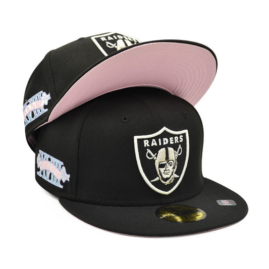 Oakland Raiders SUPER BOWL XVIII (18) Exclusive New Era 59Fifty Fitted Hat - Black/Pink Bottom