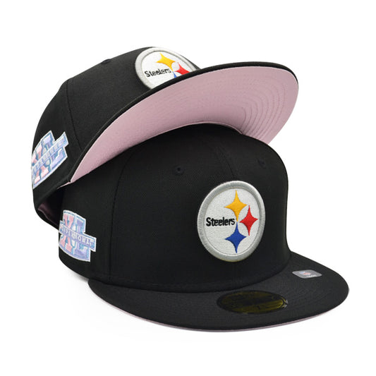 Pittsburgh Steelers SUPER BOWL XL (40) Exclusive New Era 59Fifty Fitted Hat - Black/Pink Bottom