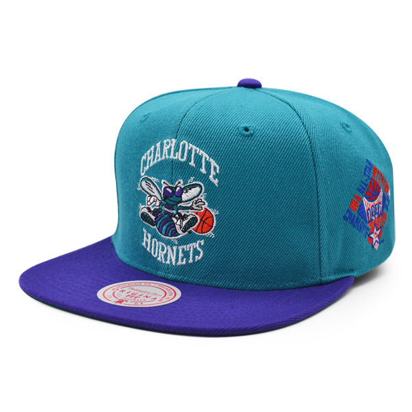 Charlotte Hornets 1991 NBA ALL-STAR GAME Exclusive Mitchell & Ness Snapback Hat - Teal/Purple