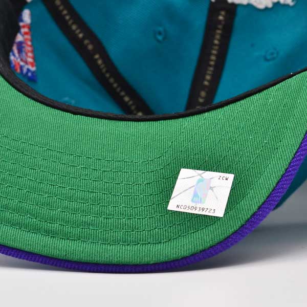 Charlotte Hornets 1991 NBA ALL-STAR GAME Exclusive Mitchell & Ness Snapback Hat - Teal/Purple