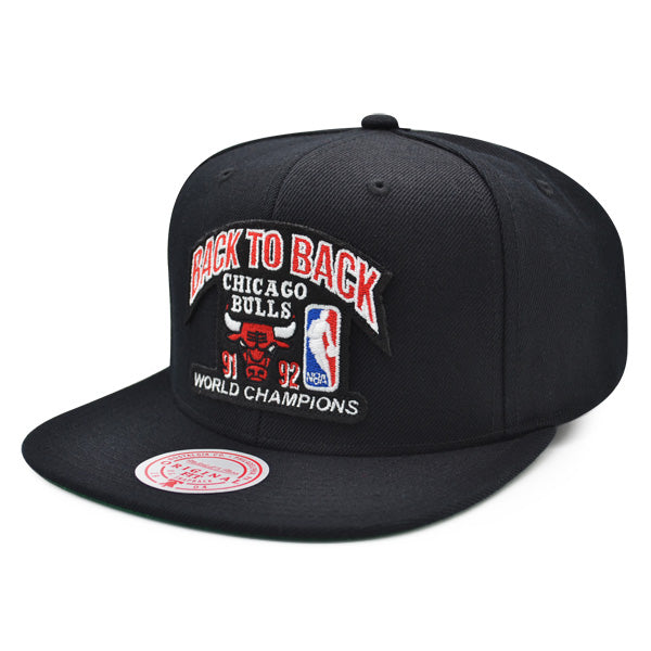 Jordan Days HWC Exclusive Mitchell & Ness Chicago Bulls 1991-92 BACK TO BACK World Champions Snapback Hat - Black/Red