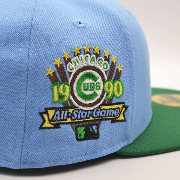 Chicago Cubs 1990 ALL-STAR GAME Exclusive New Era 59Fifty Fitted Hat - Sky/Green
