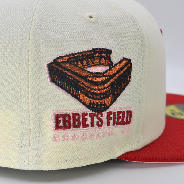 Brooklyn Dodgers EBBETS FIELD Exclusive New Era 59Fifty Fitted Hat  - Chrome/Pinot/Pink UV