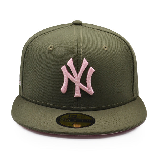 New York Yankees 27x WORLD SERIES CHAMPIONS New Era 59Fifty Fitted Hat – Olive/Pink Bottom