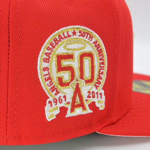 Anaheim Angels 50th ANNIVERSARY Exclusive New Era 59Fifty Fitted Hat- Front Door Red/Pink UV