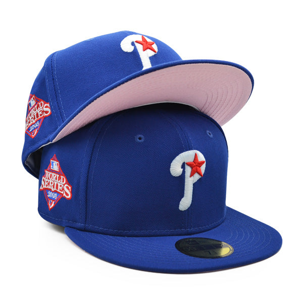 Philadelphia Phillies 2008 WORLD SERIES Exclusive New Era 59Fifty Fitted Hat – Royal/Red/Pink Bottom