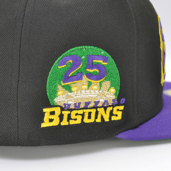 Buffalo Bisons 25th Anniversary MARDI GRAS Exclusive New Era 59Fifty Fitted Hat - Black/Purple
