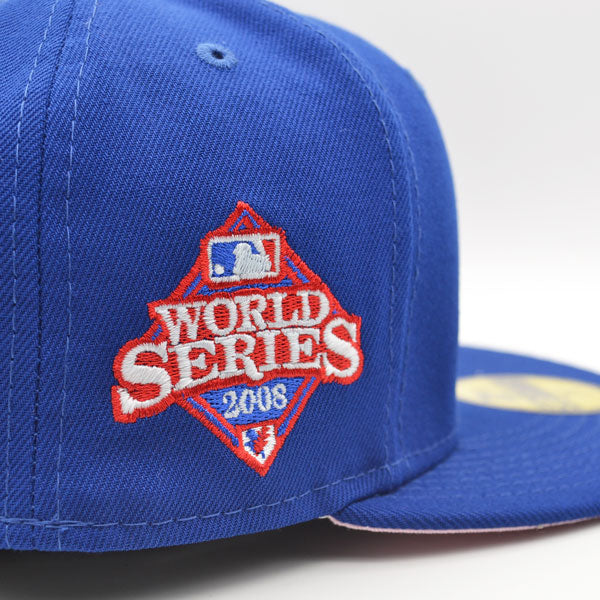 Philadelphia Phillies 2008 WORLD SERIES Exclusive New Era 59Fifty Fitted Hat – Royal/Red/Pink Bottom