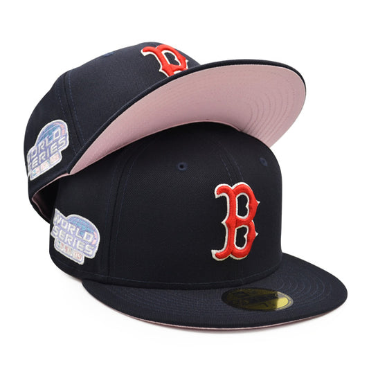 Boston Red Sox 2007 WORLD SERIES New Era POP-ALOT 59Fifty Fitted Hat - Navy/Pink Bottom