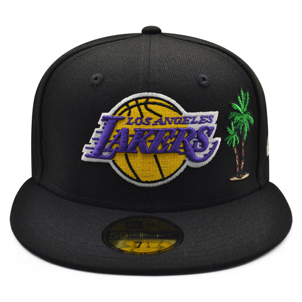 Los Angeles Lakers 17 Time NBA CHAMPIONS Exclusive New Era 59Fifty Fitted Hat - Black/Paisley Bottom