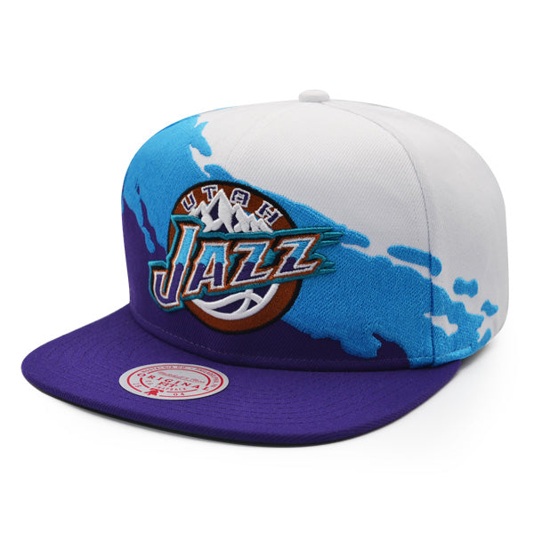 Utah Jazz NBA Mitchell & Ness PAINTBRUSH Snapback Hat - Purple/Teal