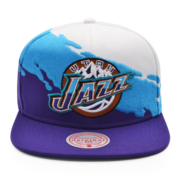 Utah Jazz NBA Mitchell & Ness PAINTBRUSH Snapback Hat - Purple/Teal