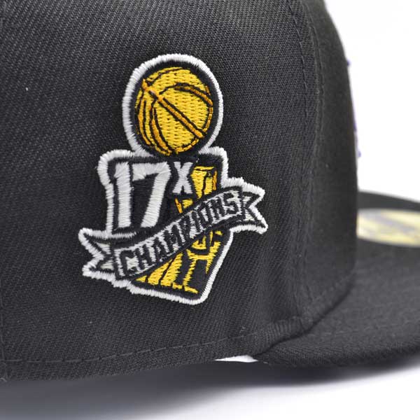 Los Angeles Lakers 17 Time NBA CHAMPIONS Exclusive New Era 59Fifty Fitted Hat - Black/Paisley Bottom
