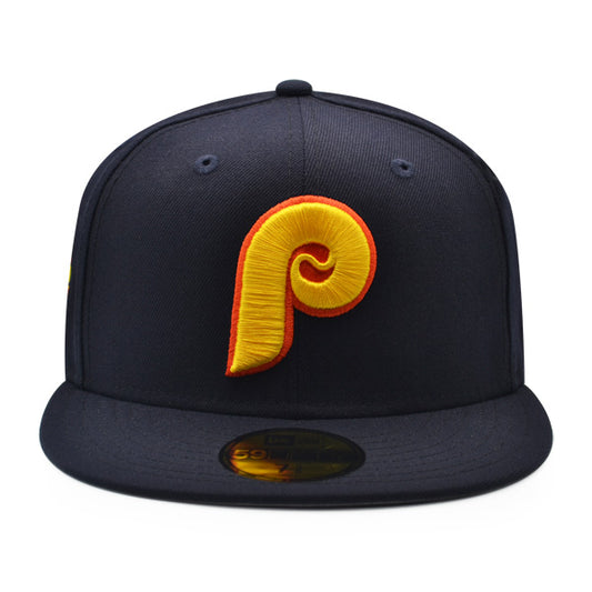 Philadelphia Phillies 100th Anniversary Exclusive New Era 59Fifty Fitted Hat - Navy/Burnt Orange