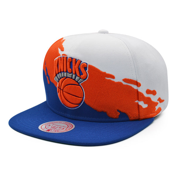 New York Knicks NBA Mitchell & Ness PAINTBRUSH Snapback Hat - Royal/Orange