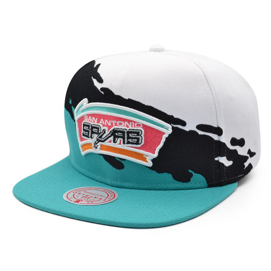 San Antonio Spurs NBA Mitchell & Ness PAINTBRUSH Snapback Hat - Teal/Black