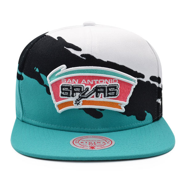 San Antonio Spurs NBA Mitchell & Ness PAINTBRUSH Snapback Hat - Teal/Black