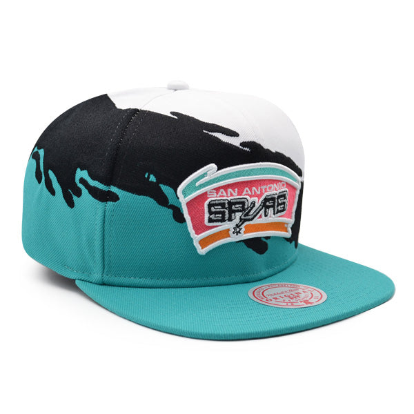 San Antonio Spurs NBA Mitchell & Ness PAINTBRUSH Snapback Hat - Teal/Black