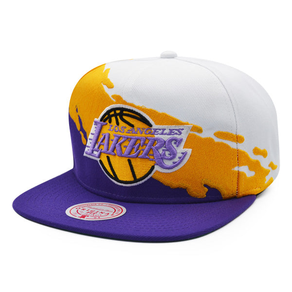 Los Angeles Lakers NBA Mitchell & Ness PAINTBRUSH Snapback Hat - Purple/Yellow