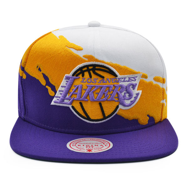 Los Angeles Lakers NBA Mitchell & Ness PAINTBRUSH Snapback Hat - Purple/Yellow