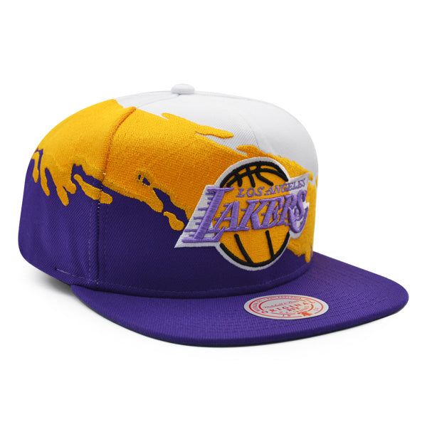 Los Angeles Lakers NBA Mitchell & Ness PAINTBRUSH Snapback Hat - Purple/Yellow